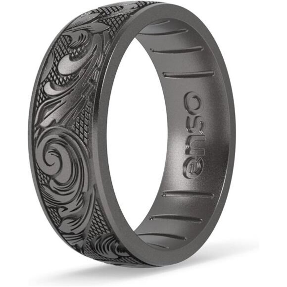 Classic Etched Silicone Rings - Comfortable and Flexible Design